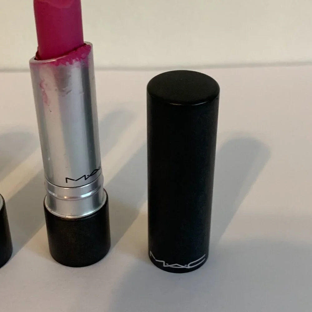 (2) MAC Pro Longwear Love Forever Lipstick USED Pink Rare Flawed Creme Disco SET